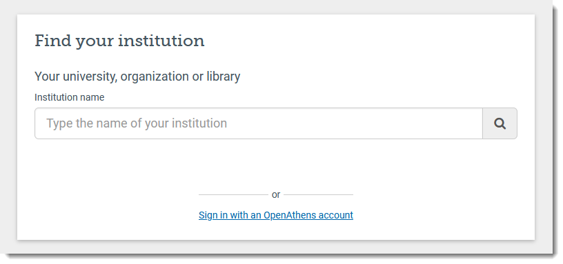 The login page which asks you to find your institution