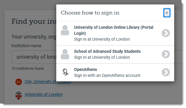 The pop-up with the Portal login option