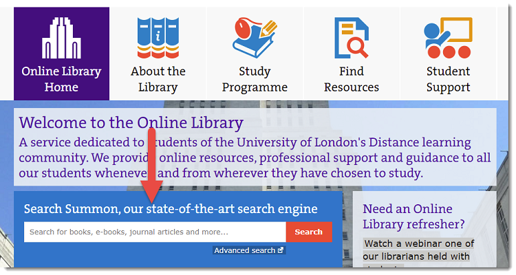 The Online Library homepage