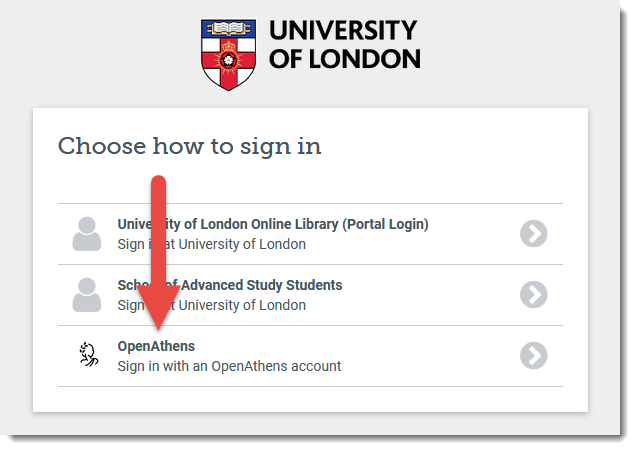 The choose how to sign in page with Open Athens login option