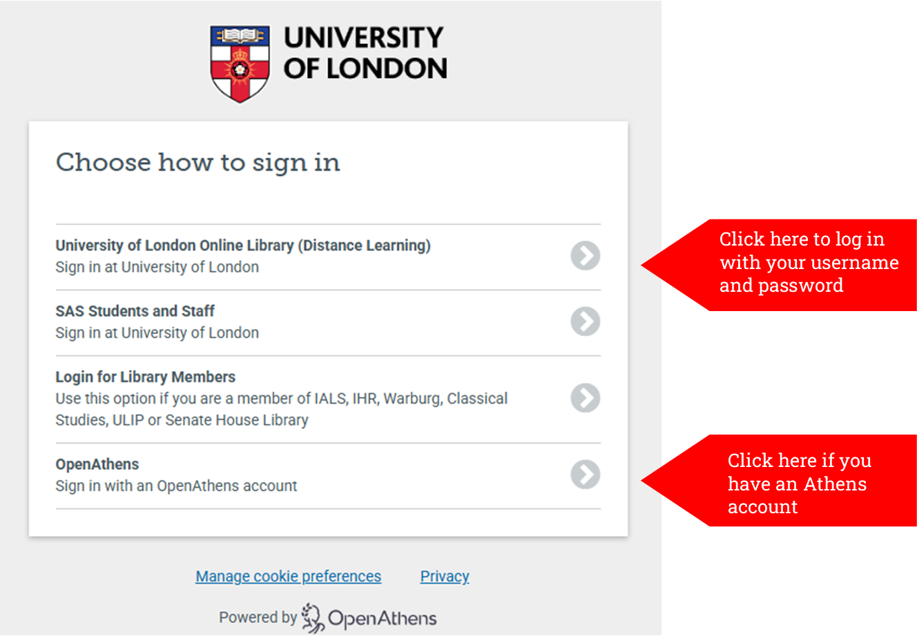 Athens login screen