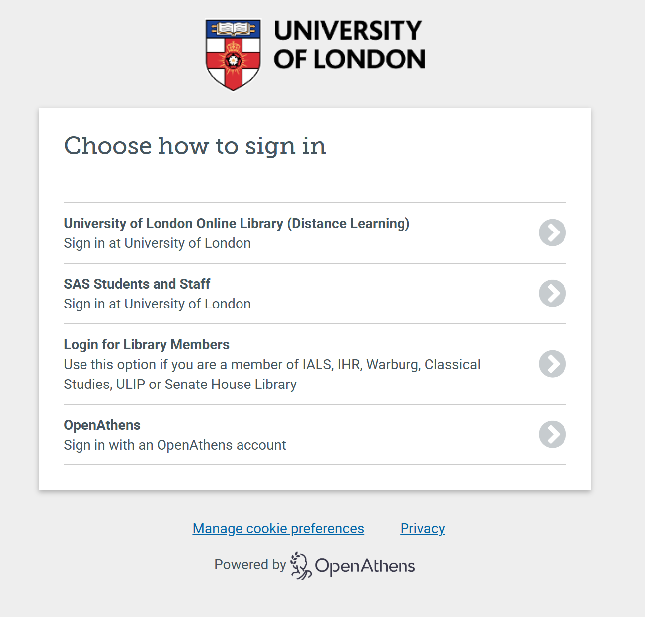 Athens Login Screen