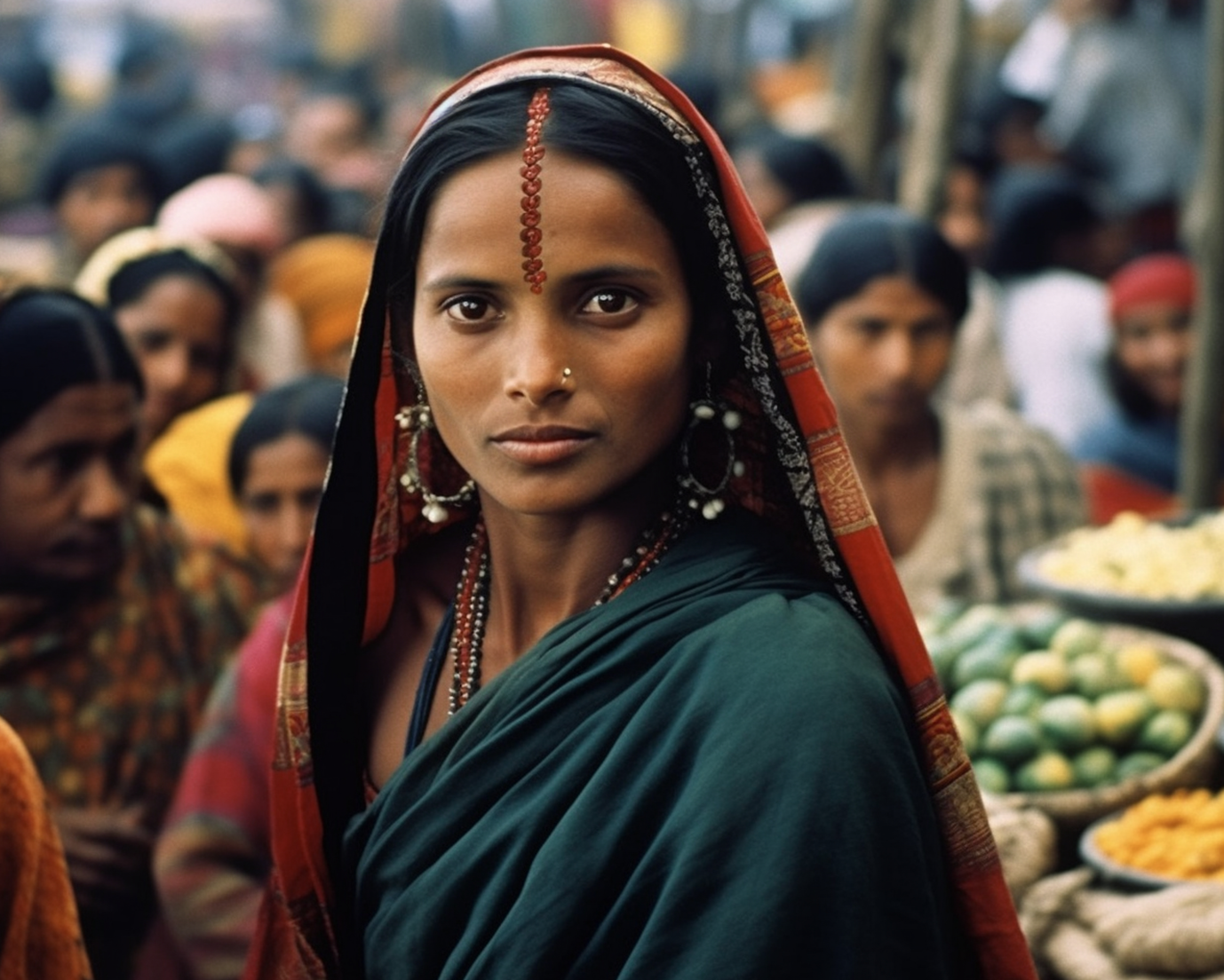 south asian women in colourful headscarf
