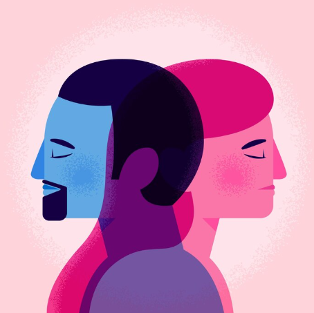 male and female profile connecting