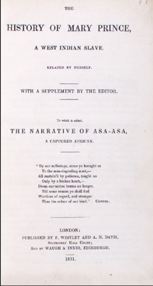 mary prince original book front cover image