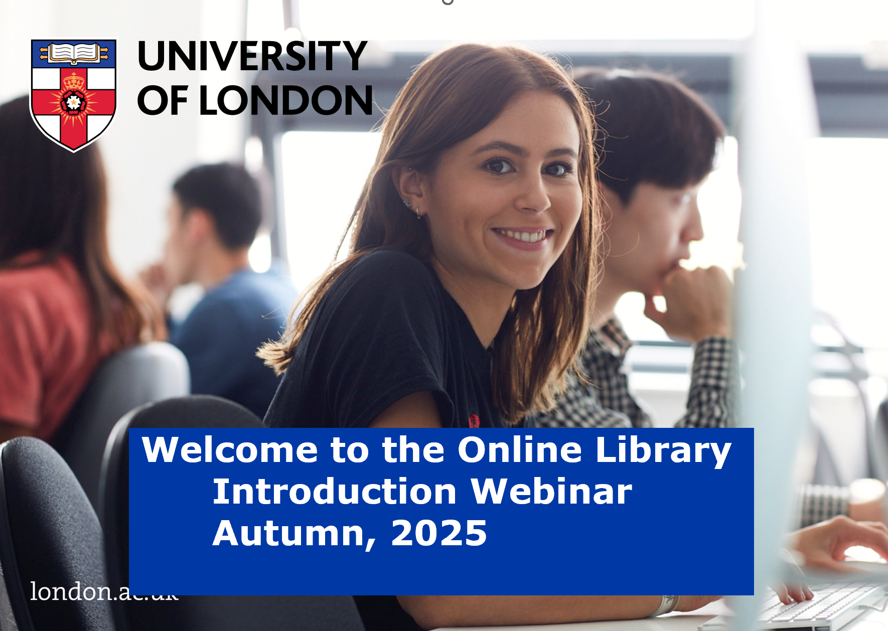 distance learning student smiling at computer