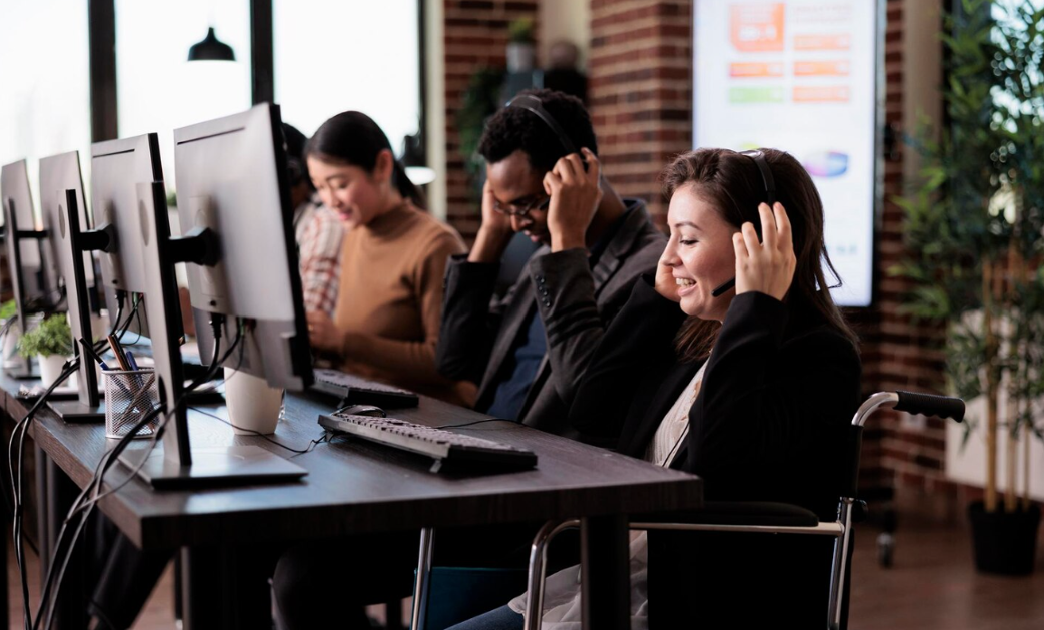 all types of workers at desks