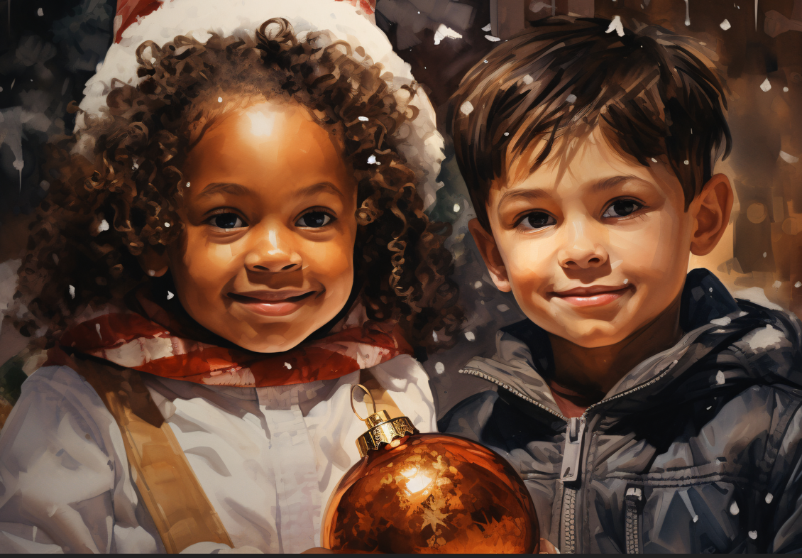 happy international children at christmas