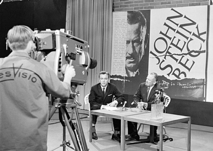John Steinbeck in tv studio image