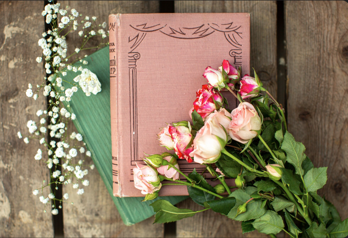 spring flowers and books