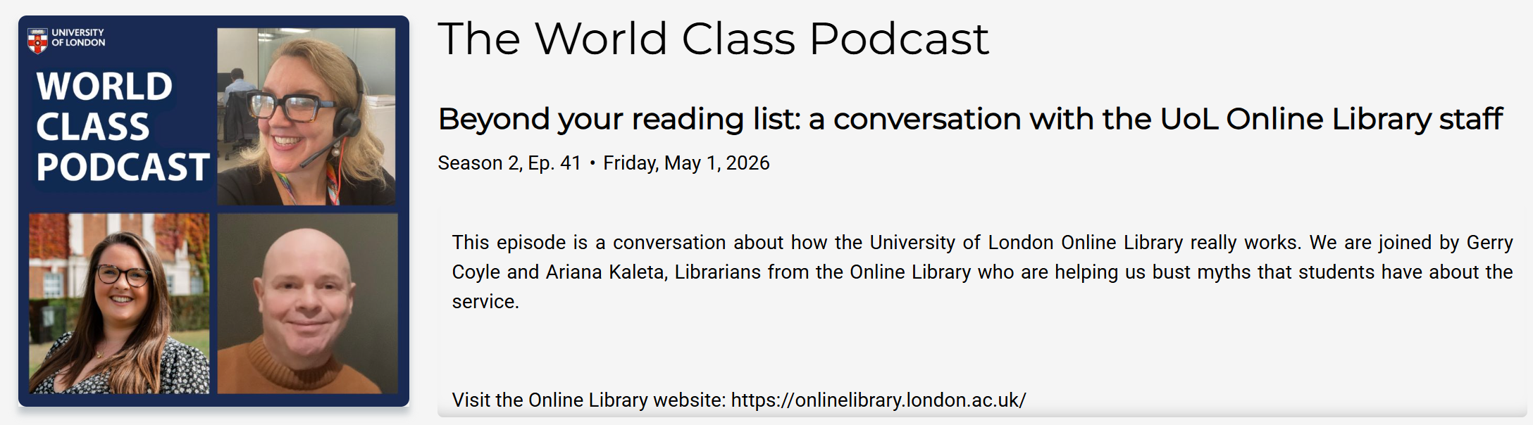 podcast image of two librarians and Student Life Podcast