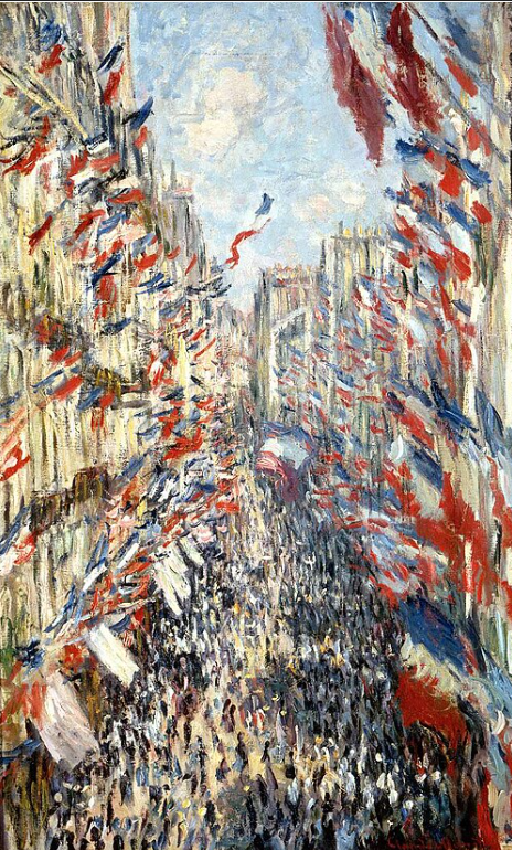 claude monet's bastille day painting of flags in the streets