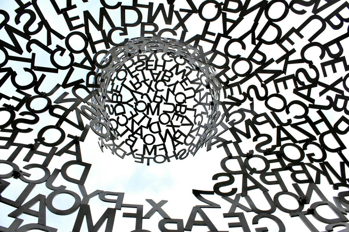 black swirl of letters