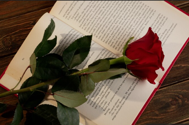 rose on poetry book