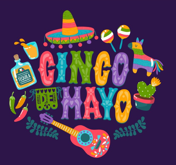 cinco de mayo words with pinyata and hat