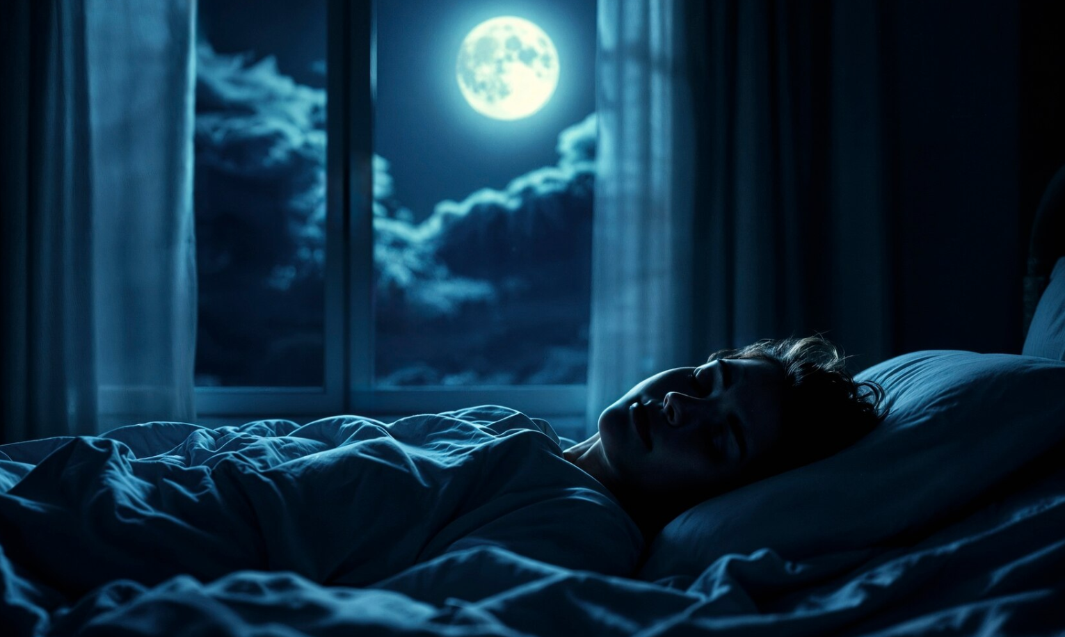 sleeping person under full moon