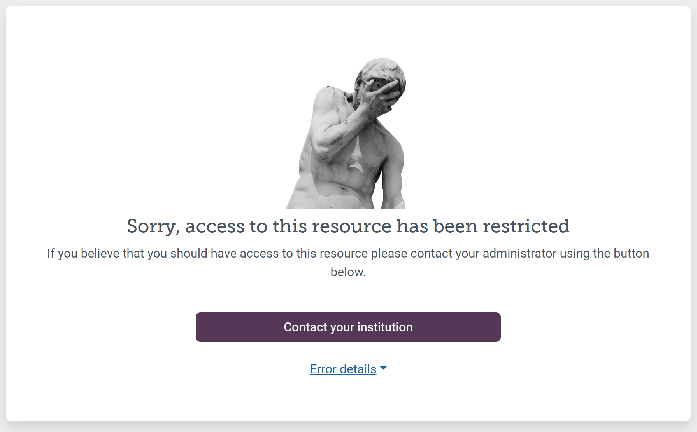 The 'Sorry, access to this resource has been restricted' message